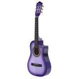 Alpha 34 Inch Guitar Classical Acoustic Cutaway Wooden Ideal Kids Gift Children 1/2 Size Purple with Capo Tuner