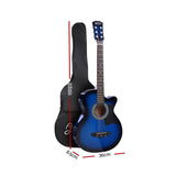 Alpha 38 Inch Acoustic Guitar Wooden Body Steel String Cutaway Blue
