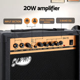 Alpha 20W Guitar Amplifier Portable Practice Amp Overdrive 3-Band EQ Black