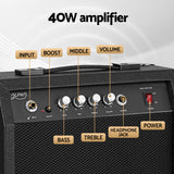 Alpha Electric Guitar Bass 47 Inch Set Kit 40W Bass Guitar Amplifier Guitar Stand Folding