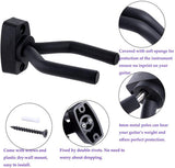 Guitar Wall Mount - 6 Pieces - Guitar Wall Holder - Guitar Stand - Guitar Hanger - Wall Bracket - Black Guitar Stand with Screws - Hook - Easy to Install - Adjustable - Suitable for All Sizes of Guitars, Bass, Mandolin, Banjo, Ukulele