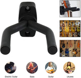 Guitar Wall Mount - 6 Pieces - Guitar Wall Holder - Guitar Stand - Guitar Hanger - Wall Bracket - Black Guitar Stand with Screws - Hook - Easy to Install - Adjustable - Suitable for All Sizes of Guitars, Bass, Mandolin, Banjo, Ukulele