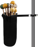 Biaungdo Drum Stick Holder for Drum Set, Removable Nylon Drumstick Bag Holder with Clamp-On Lockable Aluminum Clamp for Drumsticks Mallets, Up to 10 Pairs of Sticks