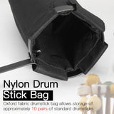Biaungdo Drum Stick Holder for Drum Set, Removable Nylon Drumstick Bag Holder with Clamp-On Lockable Aluminum Clamp for Drumsticks Mallets, Up to 10 Pairs of Sticks