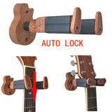Guitar Wall Mount,Auto Lock Guitar Wall Hanger Guitar Holder Hard Wood Base in Guitar Shape Guitar Hook for for Acoustic,Electric