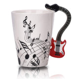 Mug Music Note Tea Coffee Milk Ceramic Guitar Music Cup Mug Gifts for Guitar Players Musicians,Music Lover Gift for Women,Men,Red