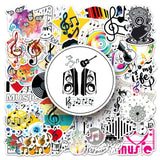 50Pcs Music Stickers for Water Bottles Vinyl Musical Note Stickers for Kids Waterproof Music Stickers for Laptop Guitar