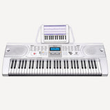 Karrera 61 Keys Electronic Keyboard Piano with Stand - Silver