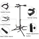 2/3Head Guitar Stand with Height Adjustment Foldable Holder Guitar Stand Bass - Three-vertical type