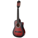 Alpha 34 Inch Guitar Classical Acoustic Cutaway Wooden Ideal Kids Gift Children 1/2 Size Red