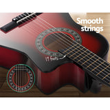 Alpha 34 Inch Guitar Classical Acoustic Cutaway Wooden Ideal Kids Gift Children 1/2 Size Red