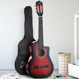 Alpha 34 Inch Guitar Classical Acoustic Cutaway Wooden Ideal Kids Gift Children 1/2 Size Red